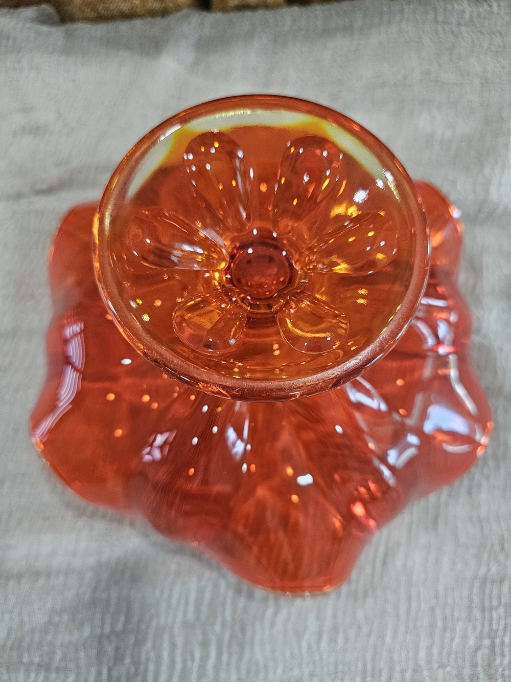 Viking Epic Persimmon Glass Compote Bowl Vintage Mid-century - Picture 4 of 8
